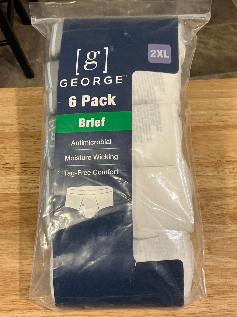 George Mens 100% Cotton White Briefs 2XL NIP
